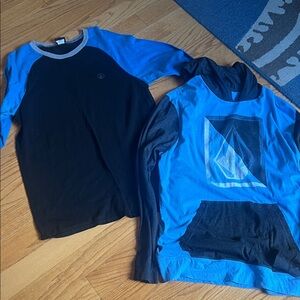 Volcom Blue and Black Raglan Shirt and Hoodie Set I/xl mens